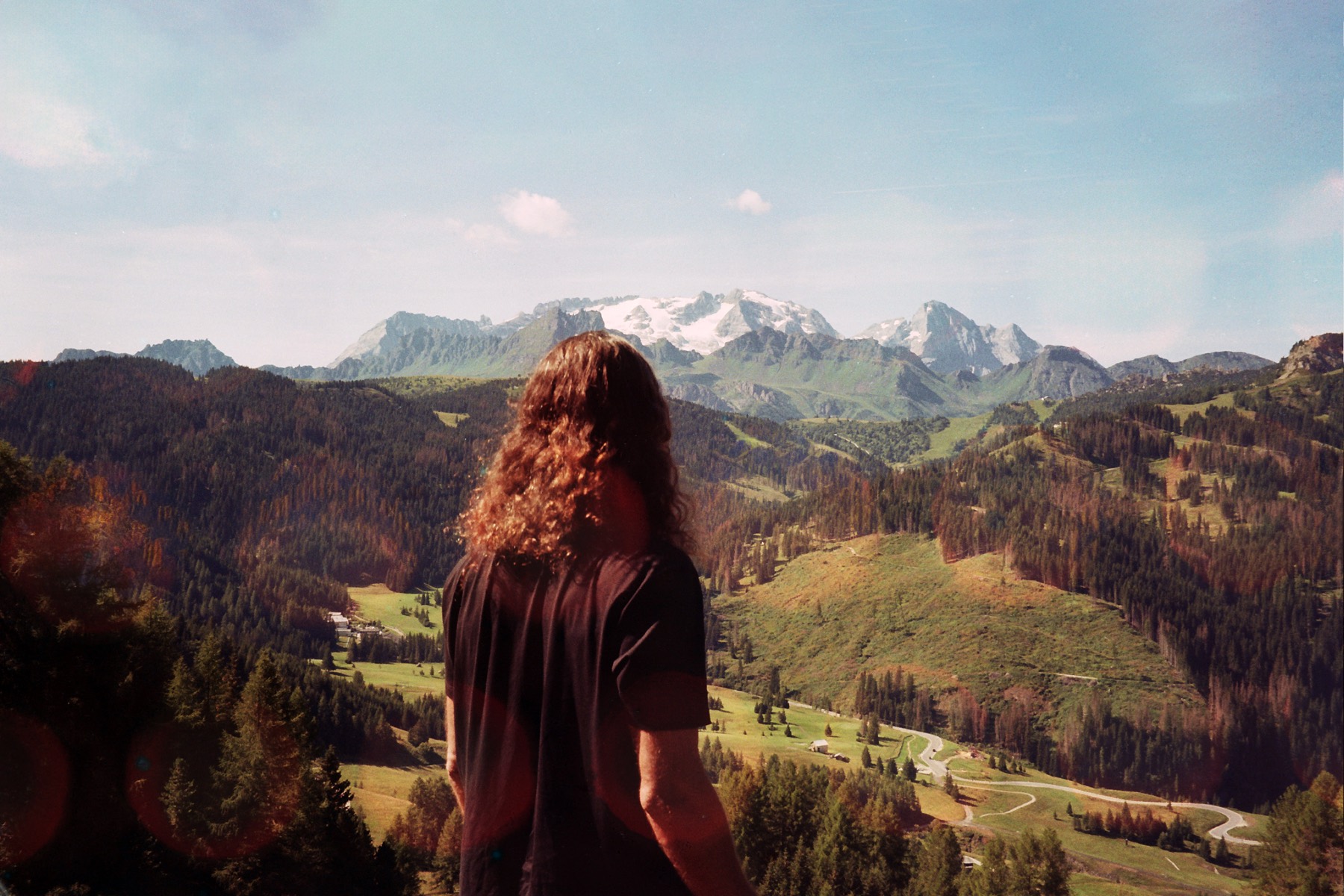 Looking out over the Marmolada glacier and the South Tyrol valleys